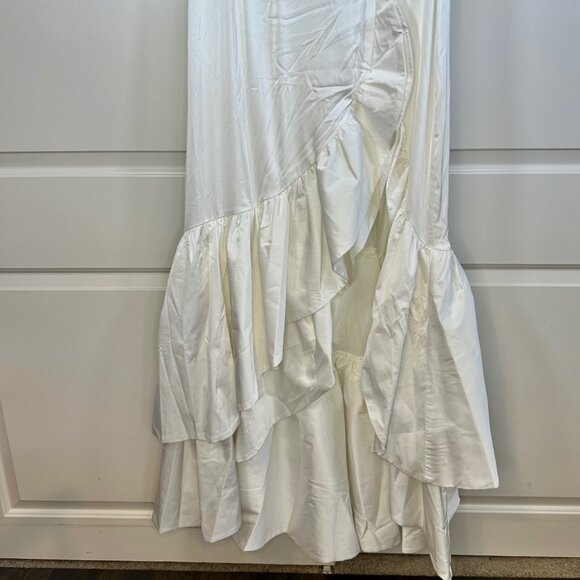 Throw the Bouquet Gown White Satin Off-Shoulder High Split Dress 1X - Picture 7 of 11